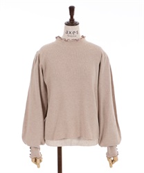 Bicolor knit pullover(Beige-Free)