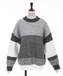 Jaquard knit pullover(Grey-Free)