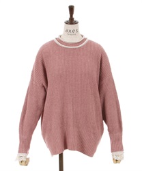 Bicolor bottle neck knit(Pink-F)