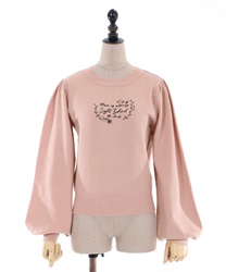 Flower logo embroidery knit pullover(Pink-Free)