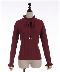 Ribbon design knit Pullover(Wine-F)