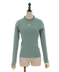 Daisy embroidery knit Pullover(Green-F)