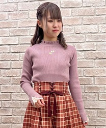 Daisy embroidery knit Pullover(Lavender-F)