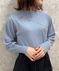 Cut -out high neck knit(Saxe blue-F)