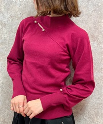 Cut -out high neck knit(Pink-F)