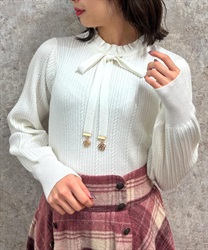 Functional charm ribbon knit(White-F)