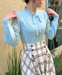 Functional charm ribbon knit(Saxe blue-F)