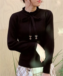 Functional charm ribbon knit(Black-F)