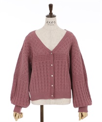 Knit cardigan(Pink-F)