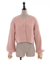 Pearls buttons short cardigan(Pink-Free)