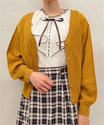 Kagi knit knit cardigan(Mustard-F)