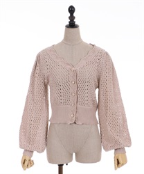 Short knit cardigan(Pink-F)