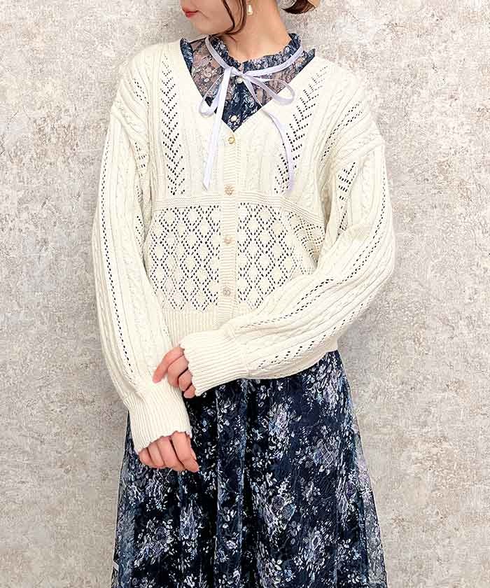 Watermark pattern knit cardigan