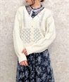 Watermark pattern knit cardigan(Ecru-F)