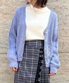 Watermark pattern knit cardigan(Blue-F)