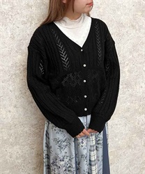 Watermark pattern knit cardigan(Black-F)