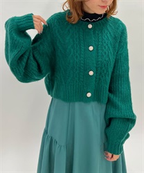 Mohair short knit Cardigan(Green-F)