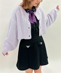 Mohair short knit Cardigan(Lavender-F)