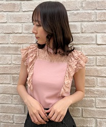 2way lace frill Pullover before and after(Pink-M)