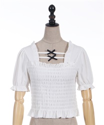Sherling ribbon short sleeve Pullover(Ecru-F)