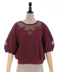 Cutwork embroidery Pullover(Wine-F)