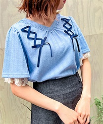 Lace up Pullover(Blue-F)