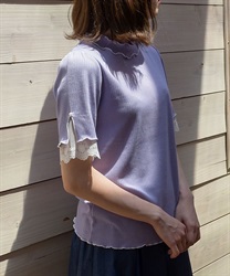 Bicolor Mellow Sleeve Lace Pullover(Lavender-F)