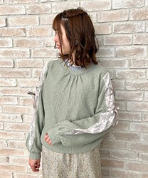 Lace-up design on sleeves pullover