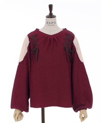 Lace -up cut Pullover(Wine-F)