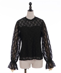 Flower lacy pullover(Black-F)