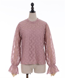 Flower lacy pullover(Pink-F)