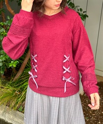 Lace up Pullover(Wine-F)