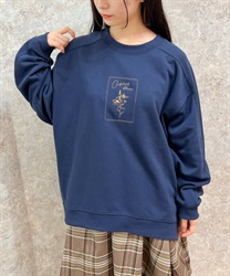 Flower embroidery trainer(Navy-F)