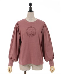 List frame long -sleeved T -shirt(Pink-F)