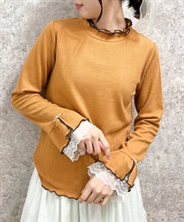 Sleeve racing color scheme mellow frosting Pullover(Orange-F)