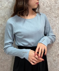 2way pearl cross Pullover(Saxe blue-F)