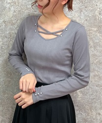 2way pearl cross Pullover(Chachol-F)
