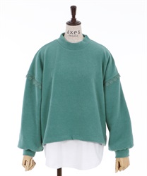 Long tee with ensemble(Blue green-Free)