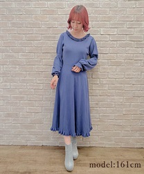 Lace -up knit Dress(Blue-F)