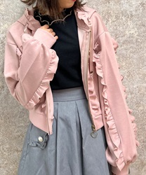 Frill design zip hoodie(Pink-F)