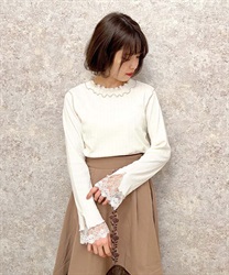 Bicolor Mellow Sleeve Lace Pullover(Ecru-F)