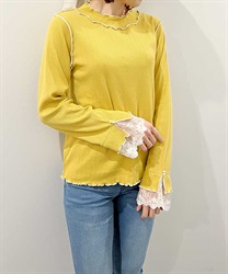Bicolor Mellow Sleeve Lace Pullover